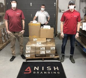 Anish Branding employees with PPE