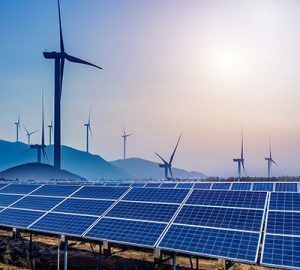 Solar panels and wind turbines