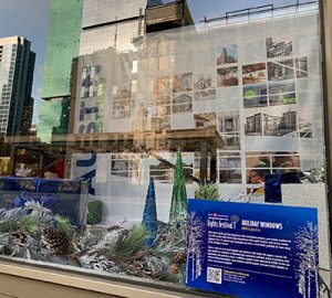 Holiday window display for Magnificent Mile Lights Festival