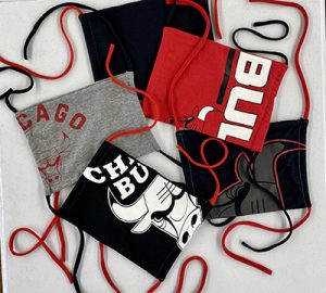 Masks made from Chicago Bulls apparel