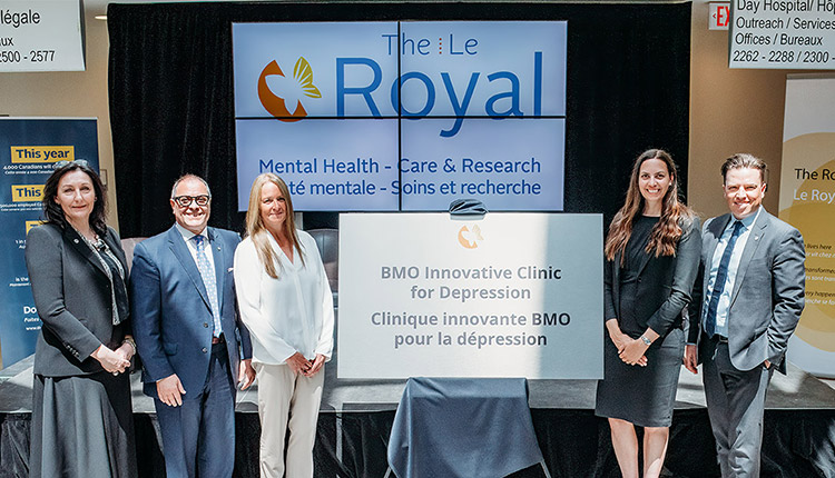 Image of ribbon cutting celebration at the opening of BMO Innovative Clinic for Depression at The Royal